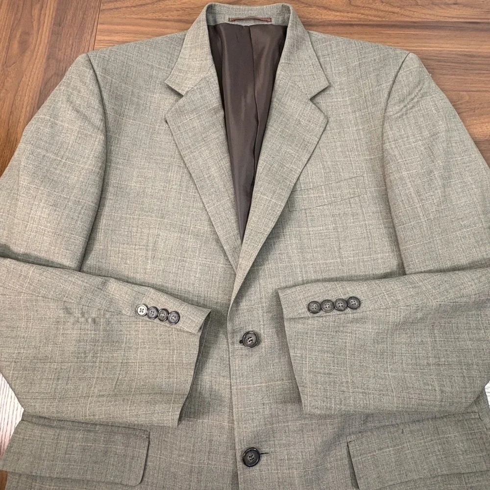 Cross & Winsor Mens 42R Tan Glen Plaid Wool 2 Button‎ Blazer Sport Coat Academia